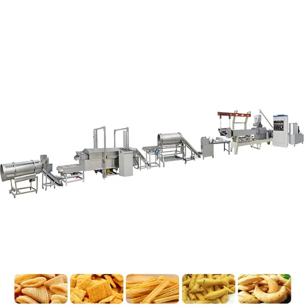 Stainless steel Fried puffed pasta bugles salad rice crust production line